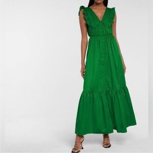 Self-Portrait Emerald Ruffle Midi Dress